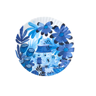Blue & White 9" Chinoiserie Melamine "Paper" Plate - Set of 4