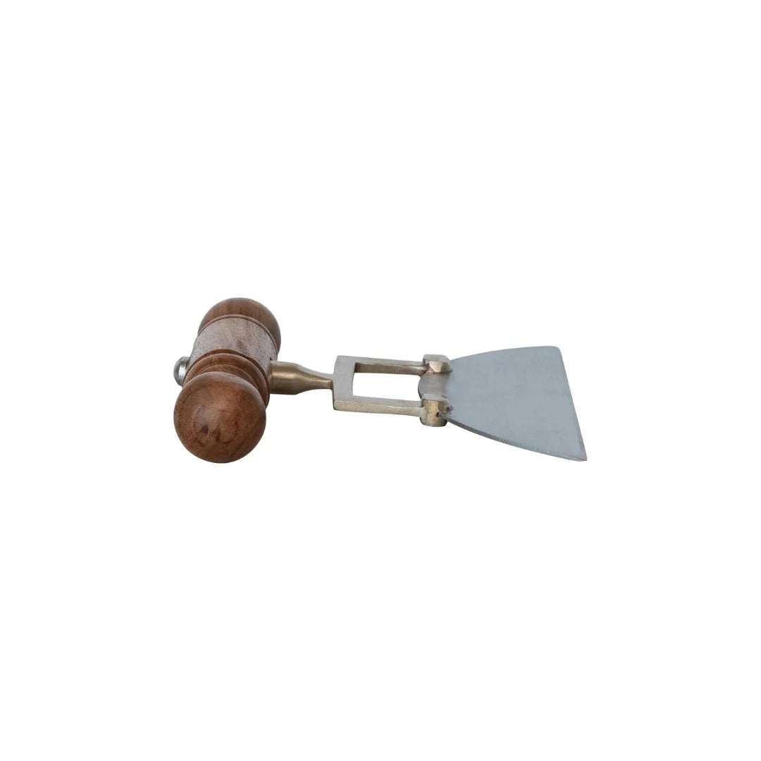 Stainless Steel Cheese Knife with Brass Detail & Acacia Wood Handle