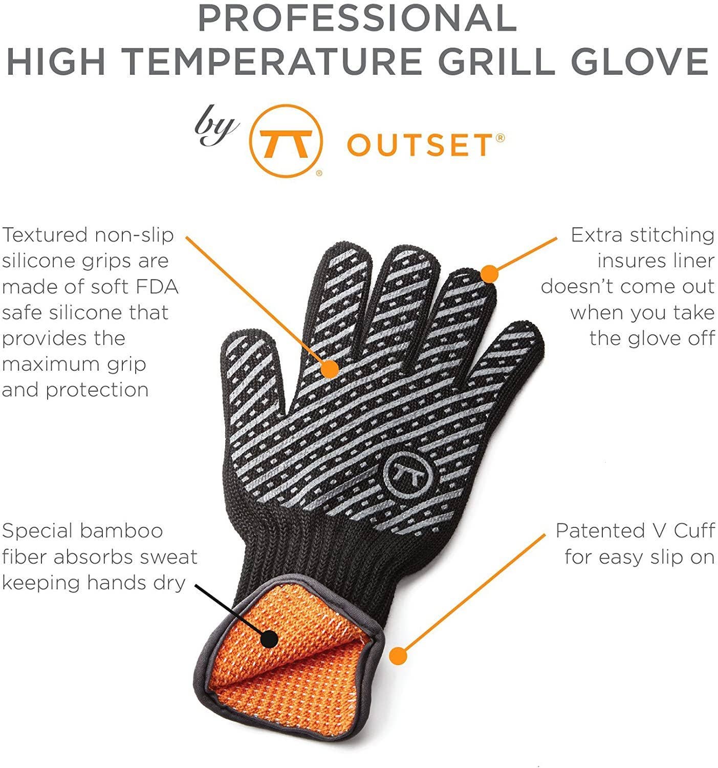 Outset High Temperature Heat Deluxe Grill Glove