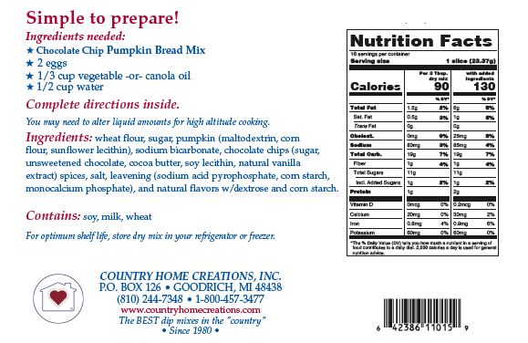 Country Home Creations Chocolate Chip Pumpkin Bread Mix