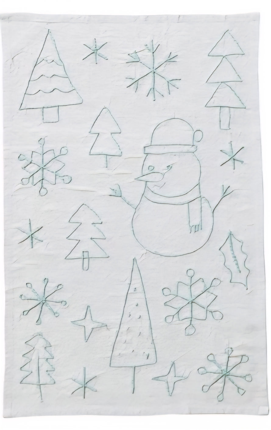 Embroidered Woven Cotton & Linen Tea Towel, 3 Styles