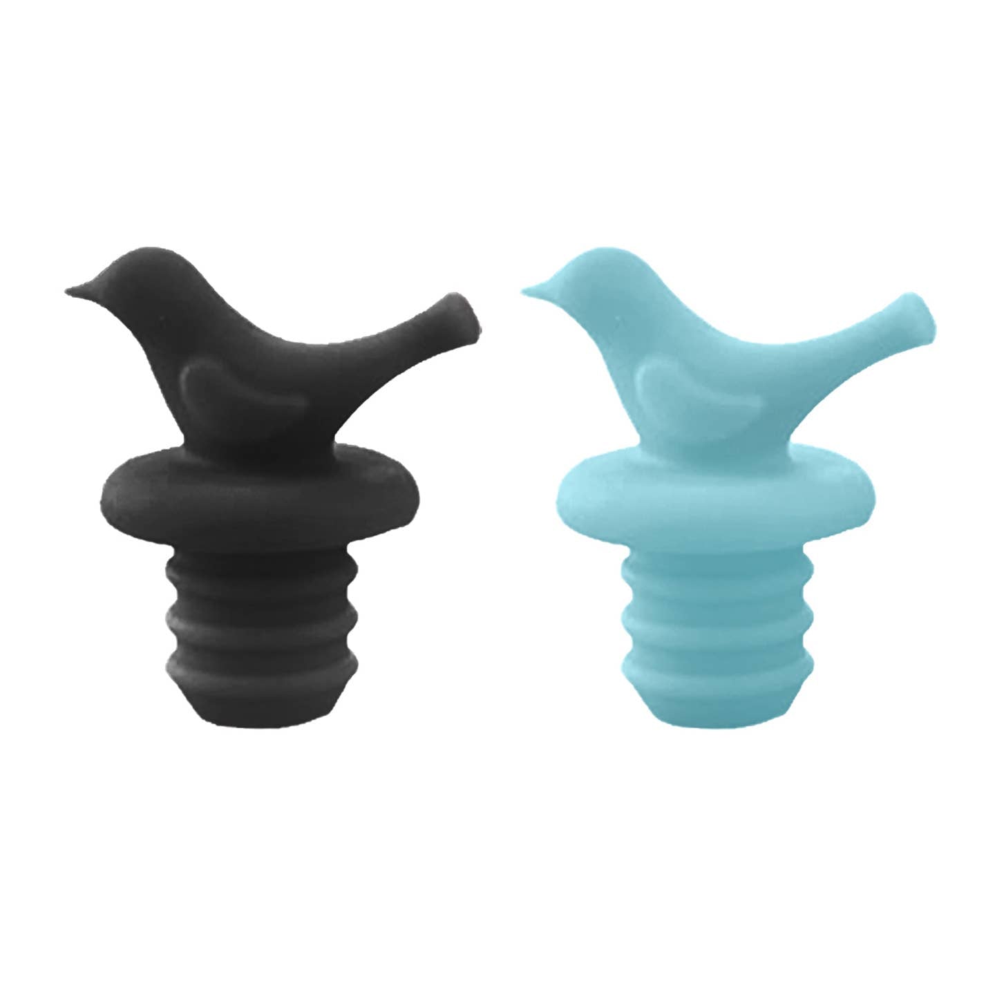 2 Pc Little Bird Silicone Bottle Stopper Set