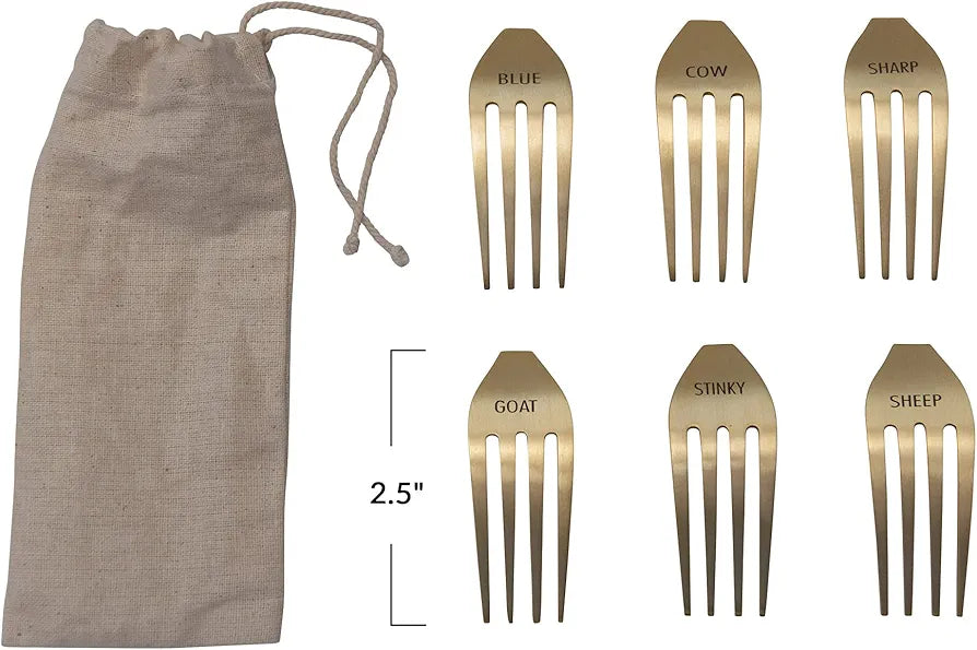 Stainless Steel Cheese Markers/Gold/Set 6