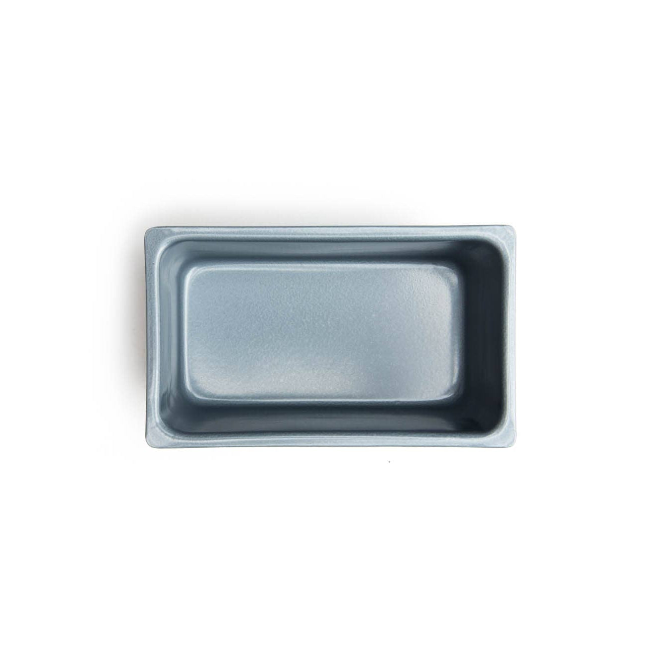 Rectangular metal tray on a white background