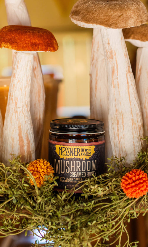 Mushroom Creamed Honey - Lion's Mane & Turkey Tail | Messner Bee Farm
