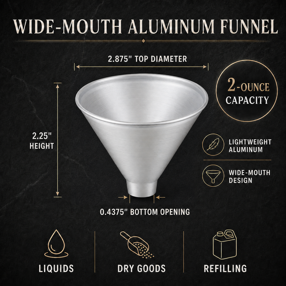 Aluminum Funnel, 2 oz |  HIC Kitchen