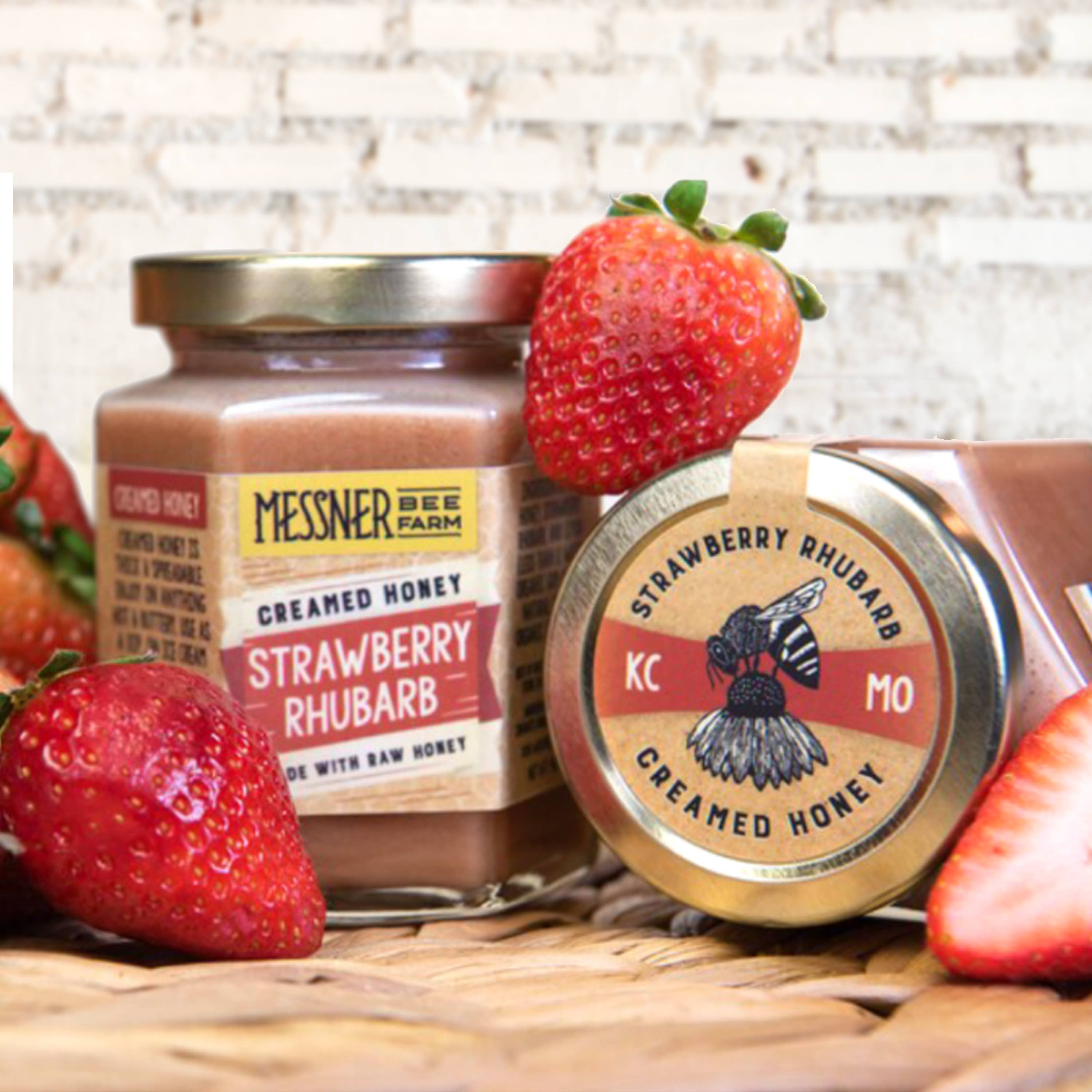 Strawberry Rhubarb Creamed Honey | Messner Bee Farm