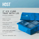 2" Ice Cube Tray with Lid in Blue Marble