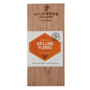 Wooden cherry grilling planks with Wildwood Grilling label on a white background