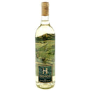 Wine bottle with a scenic label on a white background