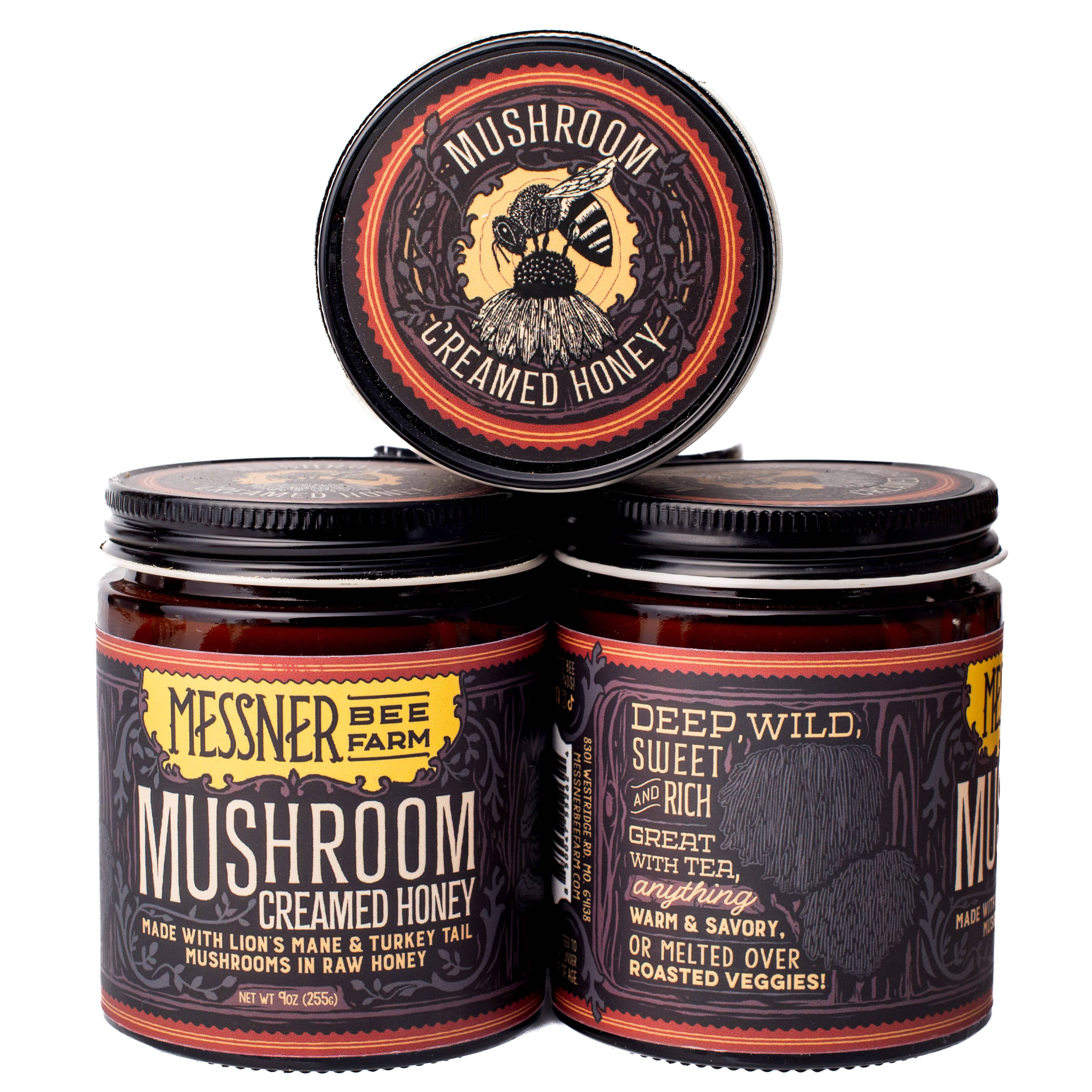 Mushroom Creamed Honey - Lion's Mane & Turkey Tail | Messner Bee Farm