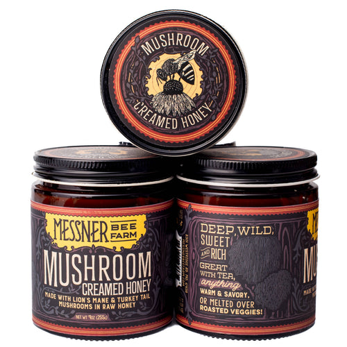 Mushroom Creamed Honey - Lion's Mane & Turkey Tail | Messner Bee Farm