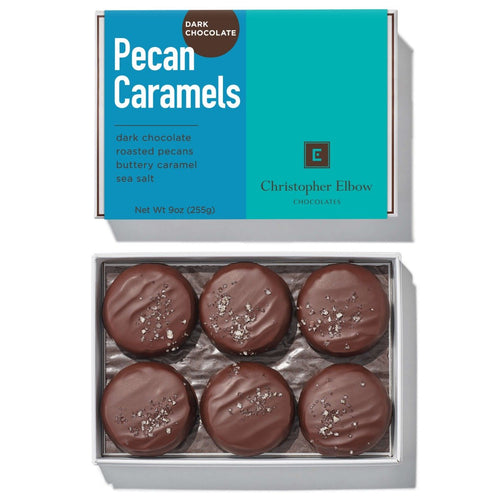 6 Piece Dark Pecan Caramel Box | Christopher Elbow