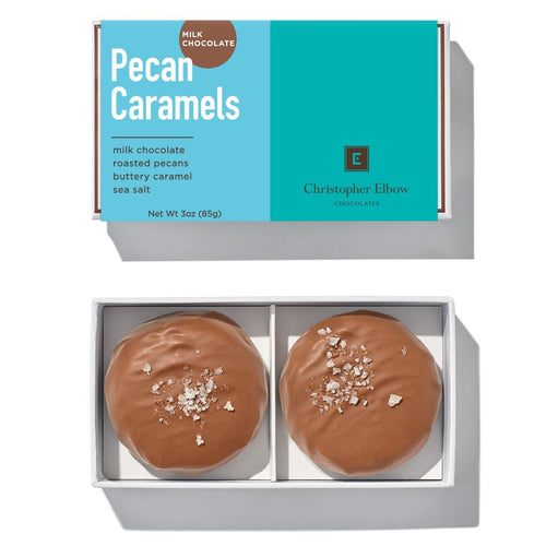 2 Piece Milk Chocolate Pecan Caramel Box | Christopher Elbow