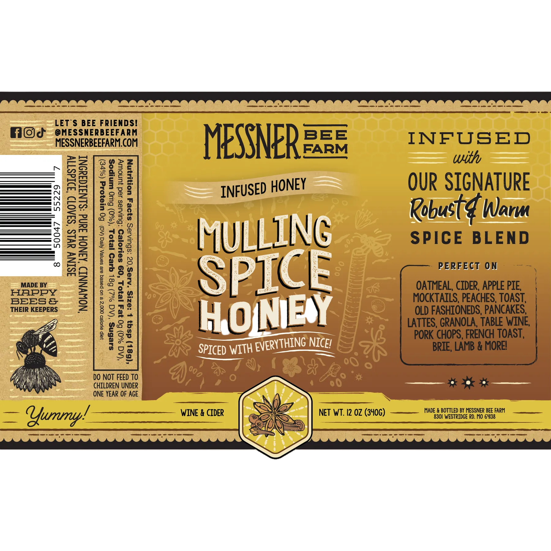 Mulling Spice Infused Honey 12oz | Messner Bee Farm