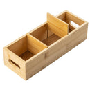 Wooden storage box with compartments on a white background