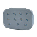 A gray 3 Sprouts Bento Box with blue floral patterns on the lid.