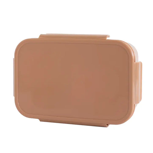A pale rust colored 3 Sprouts Bento Box with lid.