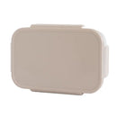A taupe 3 Sprouts Bento Box with lid.