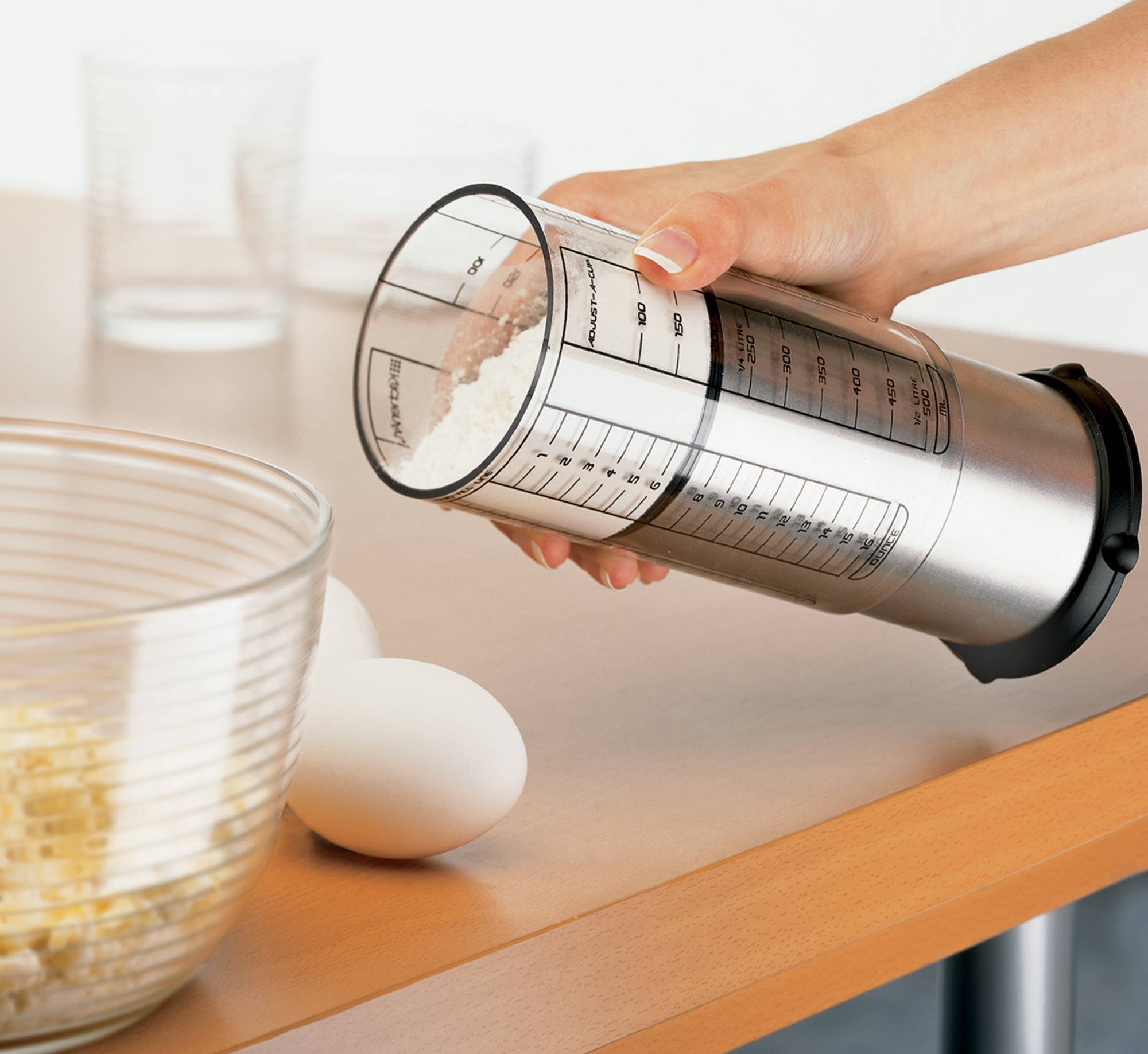 2 Cup Adjust-A-Cup, Satin, 3.25" x 6" | KitchenArt Pro