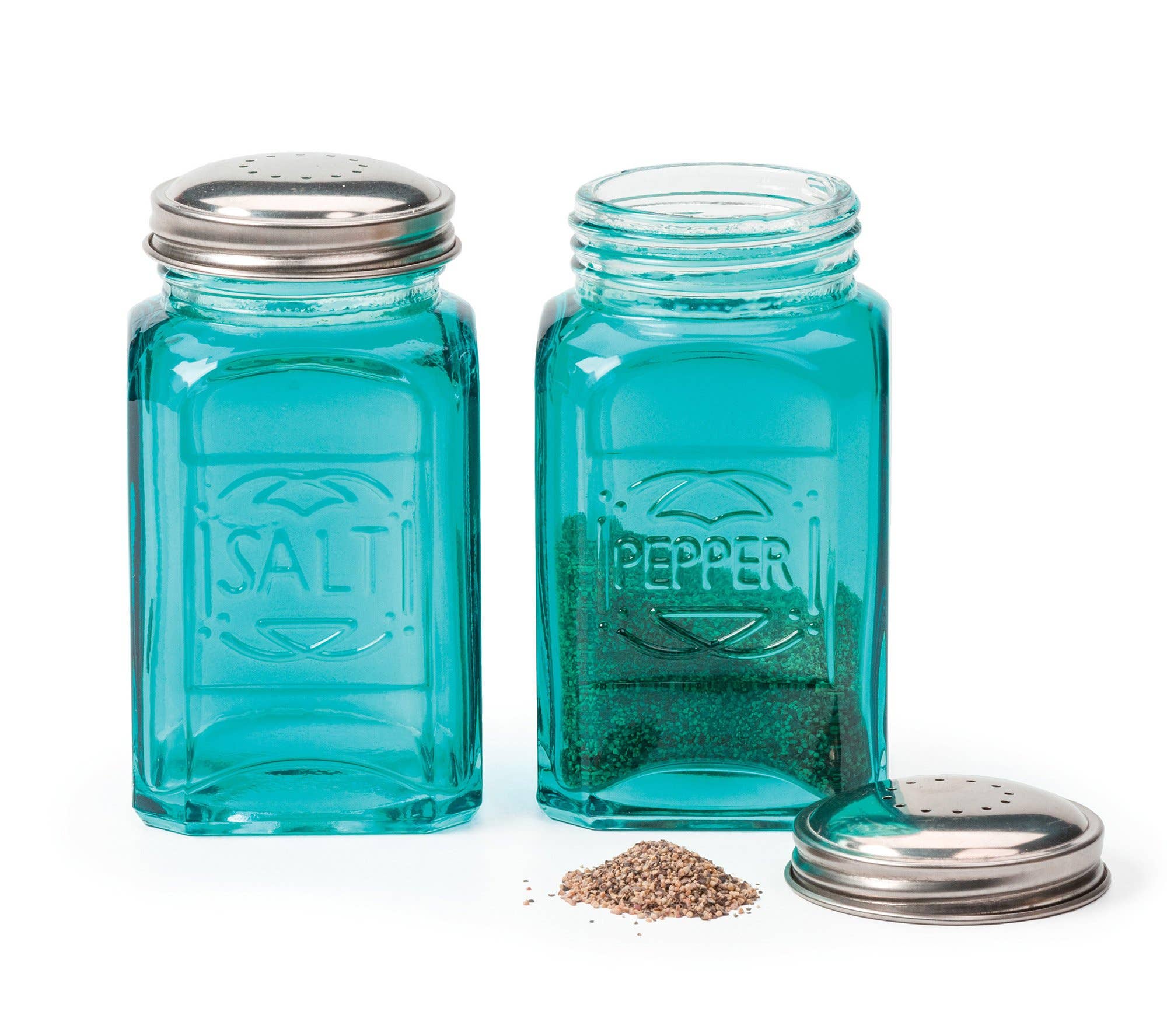 Retro Glass S&P Set - Turquoise