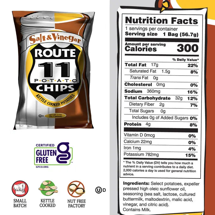 Salt & Vinegar Potato Chips (2oz) | Route 11