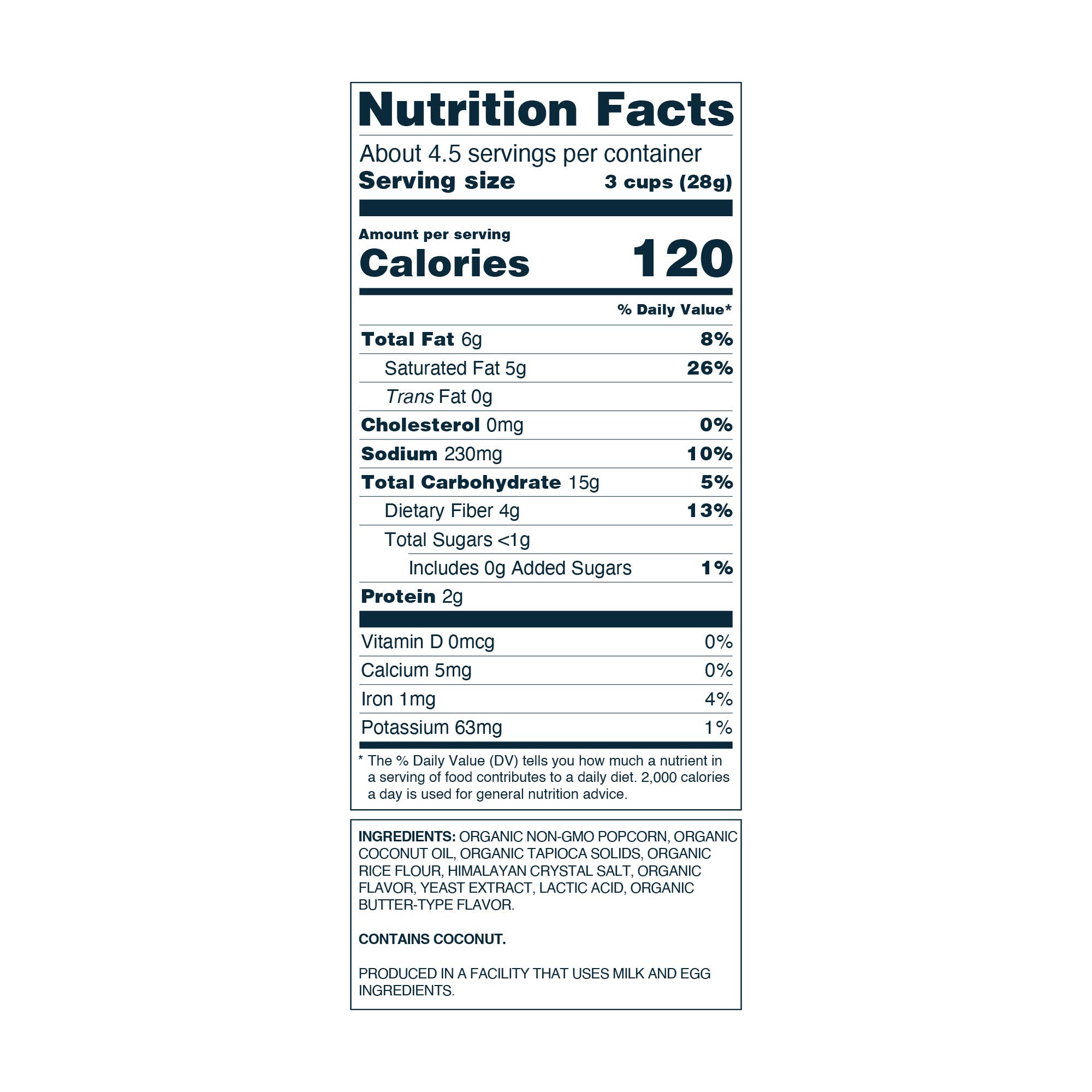 Organic Popcorn, White Cheddar Flavor 4.6 oz