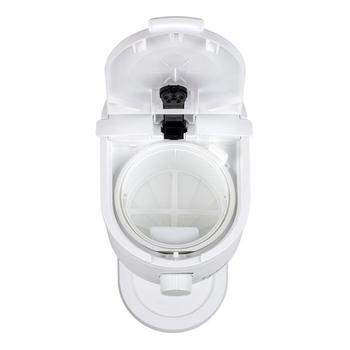 White interior of an iced tea maker on a white background