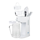 White iced tea maker with clear glass carafe on a white background