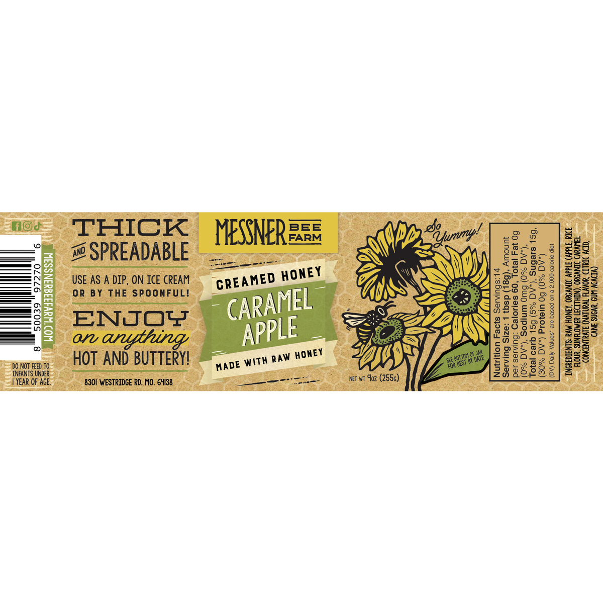 Caramel Apple Creamed Honey 9oz | Messner Bee Farm