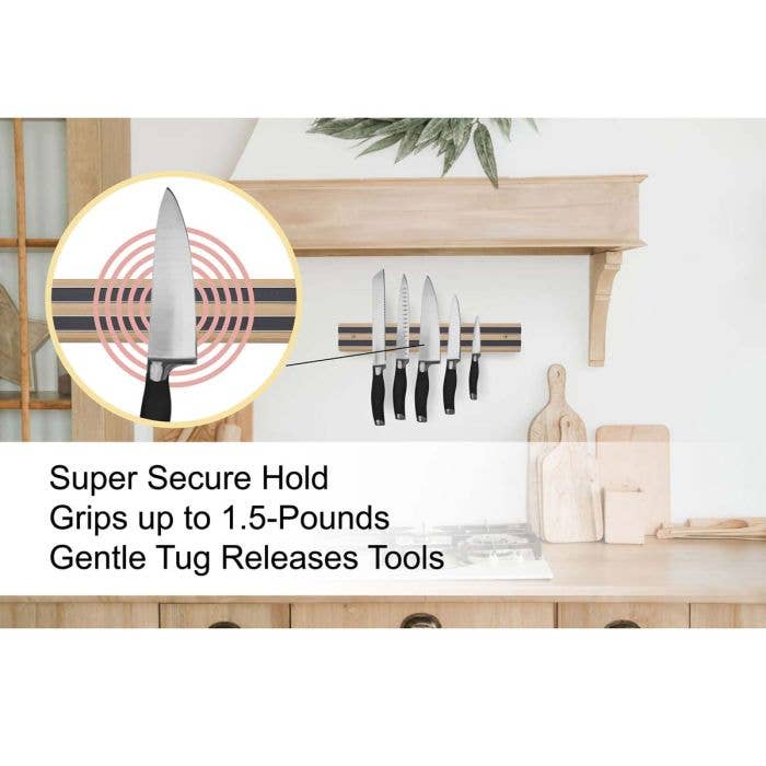 Magnetic Knife And Tool Storage Bar, Wood HIC Kitchen