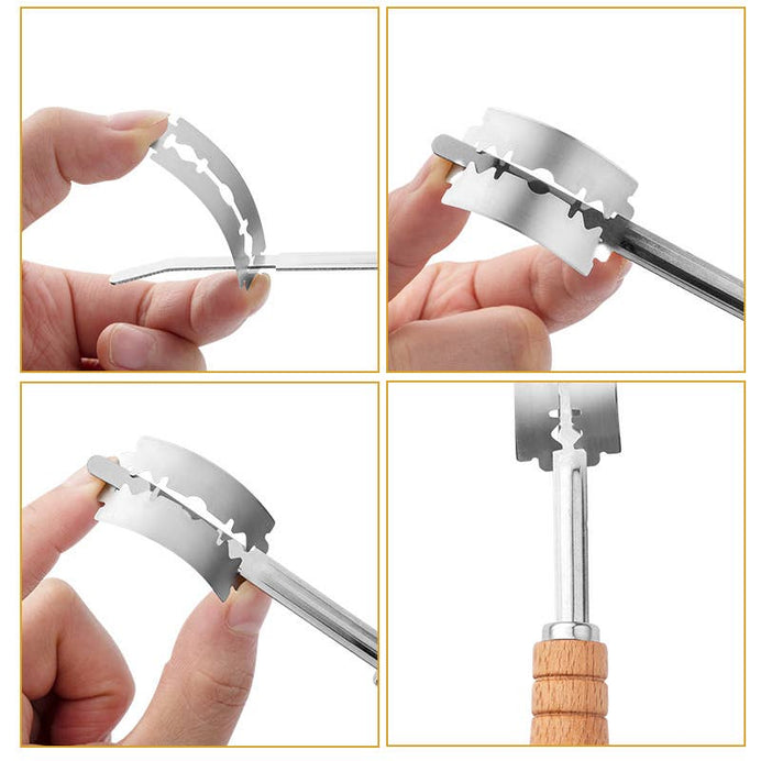 Wooden Handle Bread Lame – 5 Blades with Protective Cover