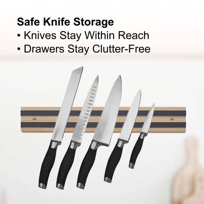 Magnetic Knife And Tool Storage Bar, Wood HIC Kitchen