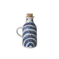 8 oz. Hand-Painted Stoneware Oil Cruet with Cork Stopper