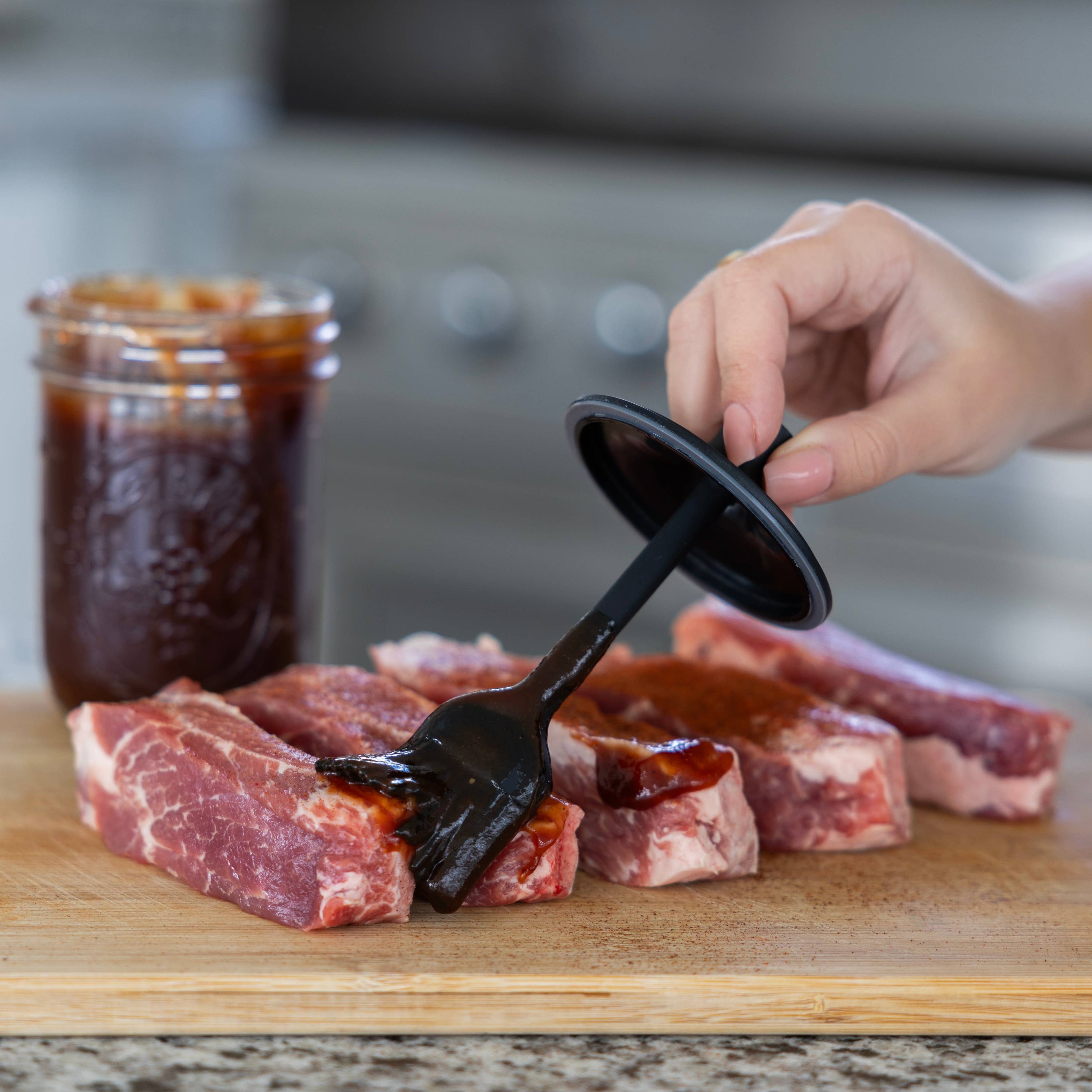Jarware Silicone Black Basting Brush Lid For Wide Mouth