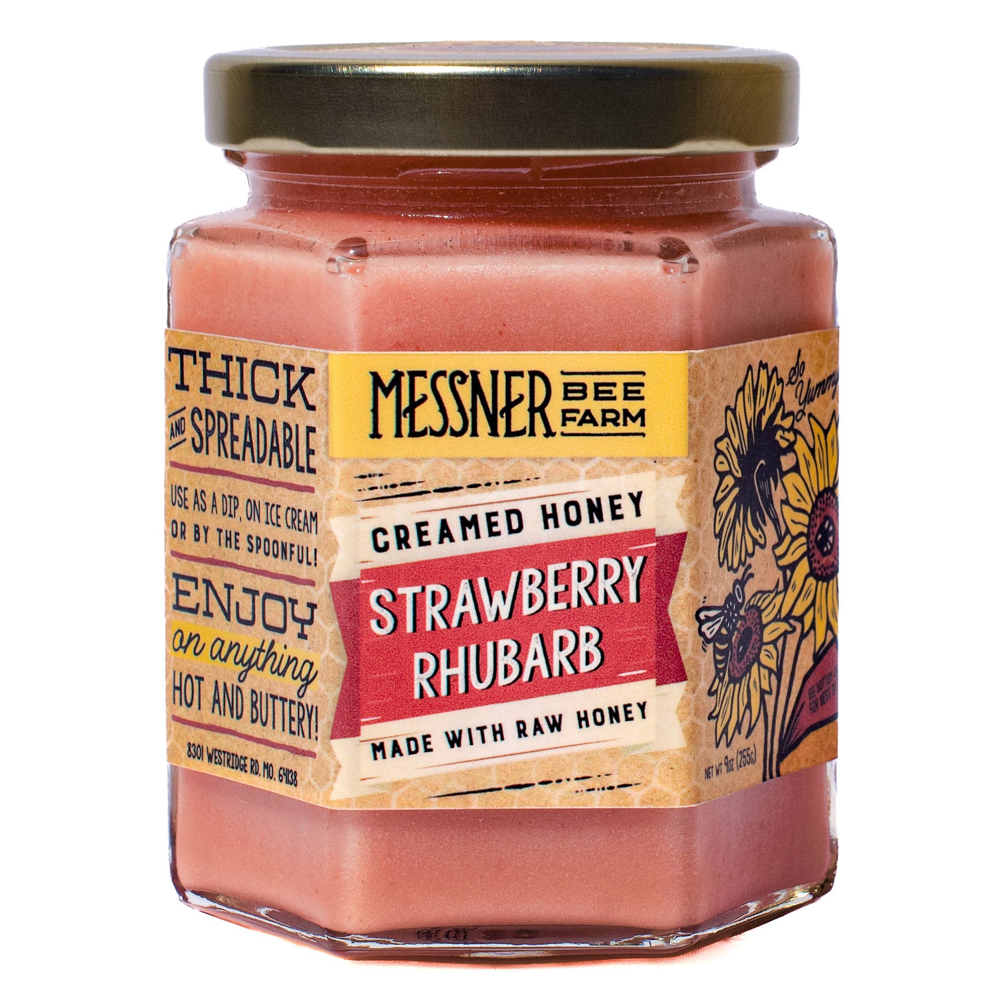 Strawberry Rhubarb Creamed Honey | Messner Bee Farm