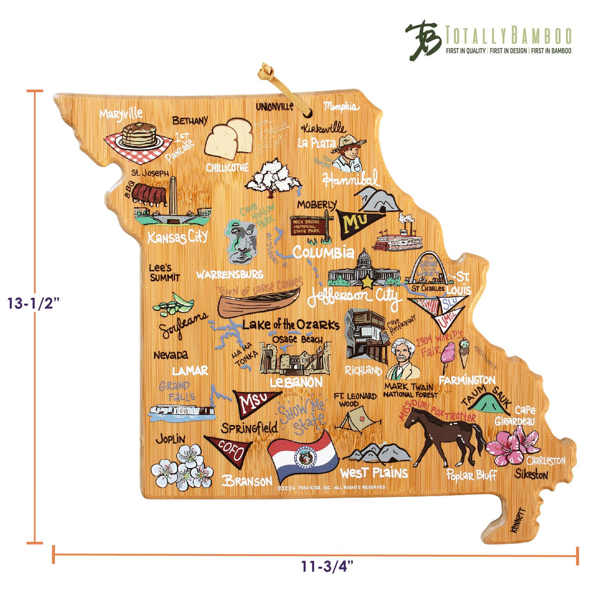 Missouri Cutting Board with Artwork by Fish Kiss™