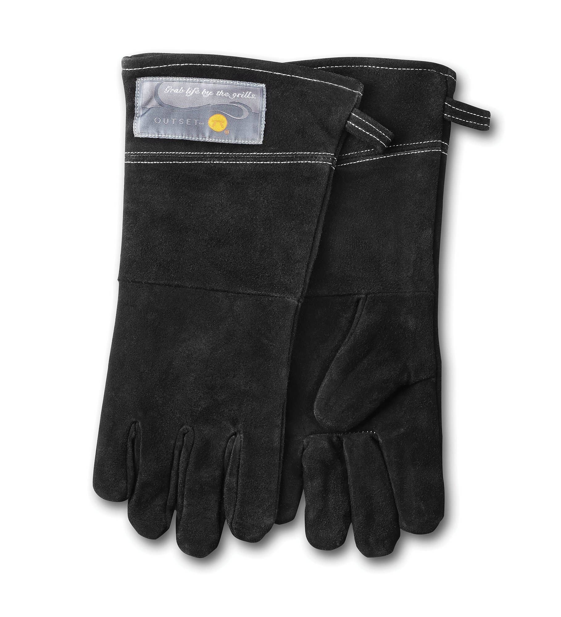 Outset Leather Grill Gloves, Black, Set of 2, 15"