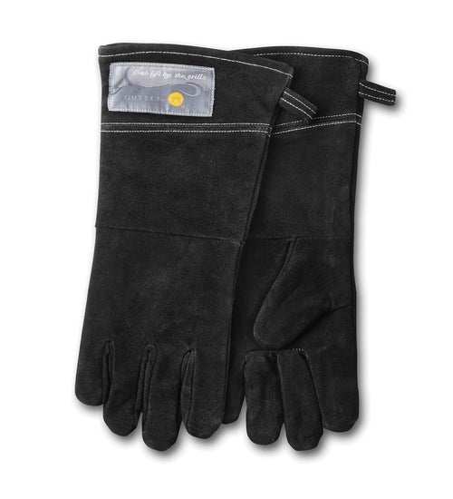 Outset Leather Grill Gloves, Black, Set of 2, 15"