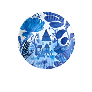 Blue & White 9" Chinoiserie Melamine "Paper" Plate - Set of 4