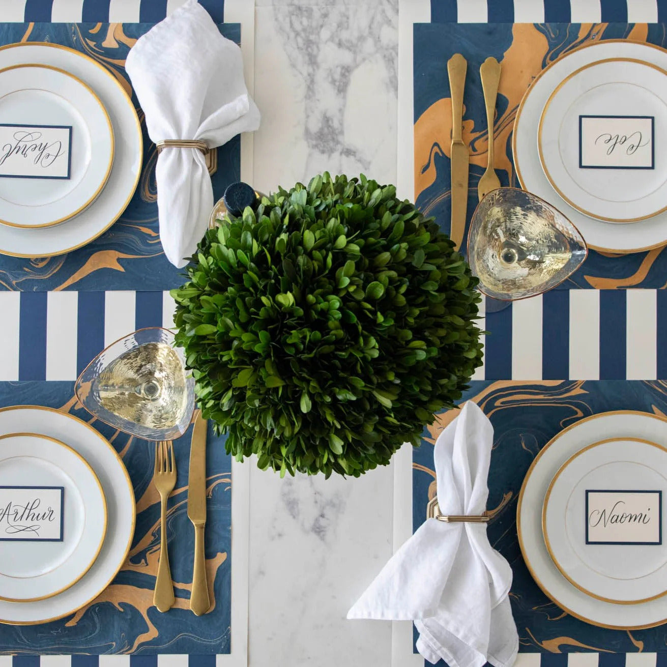 Blue & Gold Veined Marbled Tags | Hester & Cook