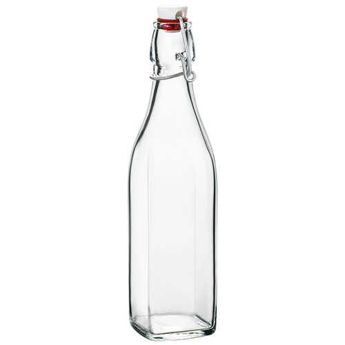 Square Glass Bottle with Hermetic Lid 33 3/4 oz