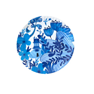 Blue & White 9" Chinoiserie Melamine "Paper" Plate - Set of 4