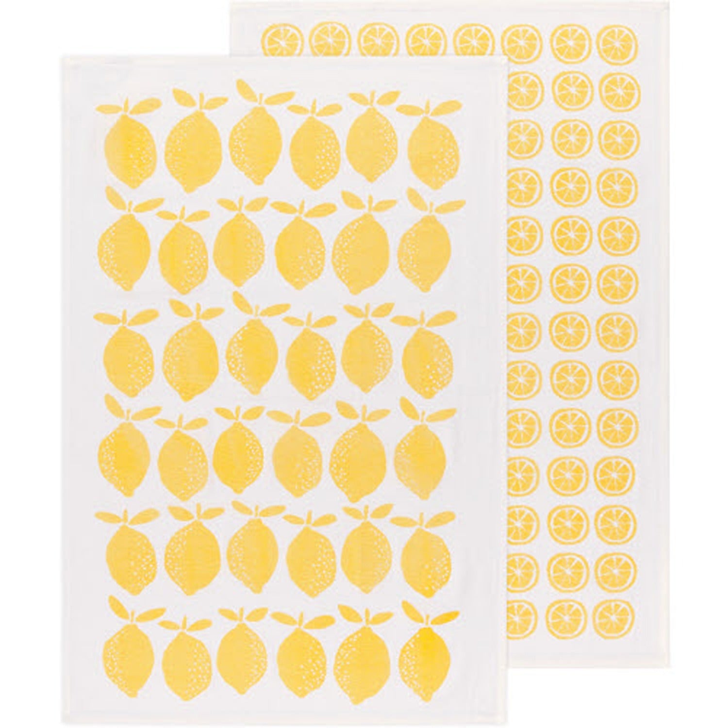 Lemon Print Yellow Floursack Dishtowels Set of 2