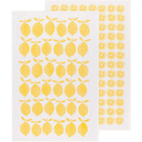 Lemon Print Yellow Floursack Dishtowels Set of 2