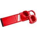 Red garlic slicer on a white background