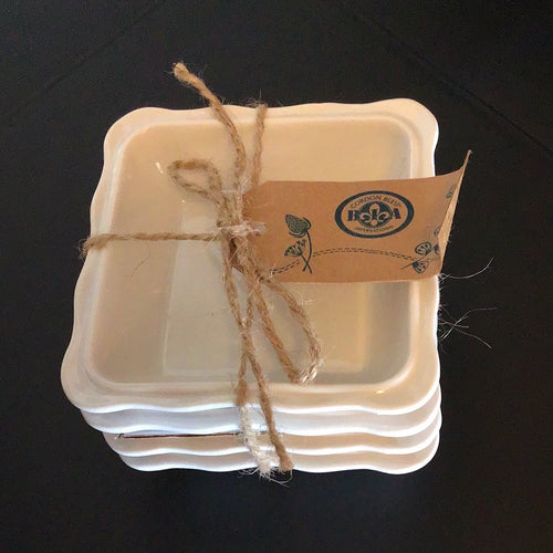 Scalloped Edge Square Dip Dish Set
