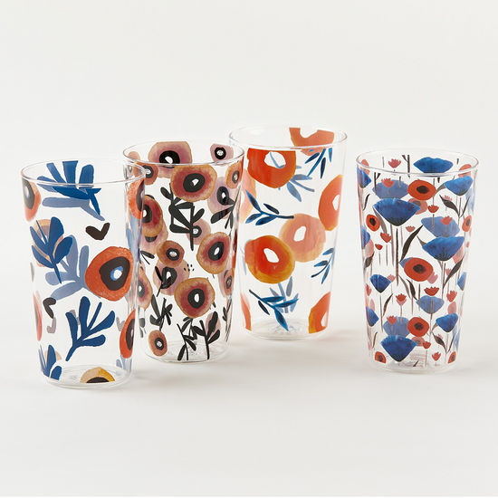 Poppy Tumbler,4 Assorted