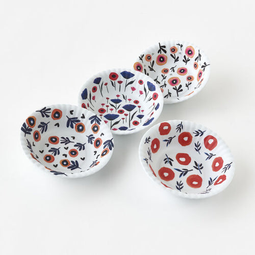 Inky Poppies Melamine 'Paper' Bowl (Set of 4)