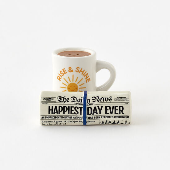 Coffee & Morning News Salt & Pepper Shakers,Gift Box